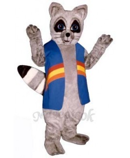 Rainbow Raccoon with Vest Mascot Costume