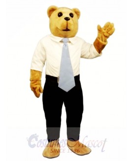 New White Collar Bruce Bear Mascot Costume