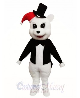 Animal White Bear With Black Jacket Chirstmas Mascot Costume