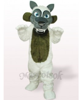 White Long Hair Wolf Plush Adult Mascot Costume