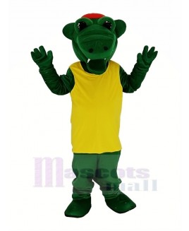 Tuff Gator with Yellow T-shirt Mascot Costume Animal