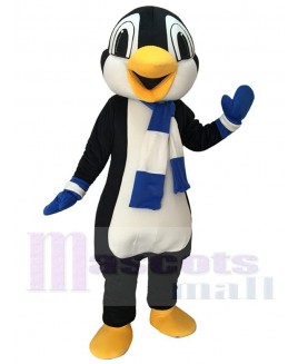 High Quality Cute Penguin Mascot Costume with Blue and White Scarf