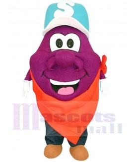 Plum Guy mascot costume