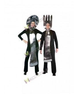 High Quality Adult Silver Fork and Spoon Mascot Costume