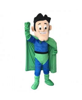 New Super Hero in Blue and Green Mascot Costume