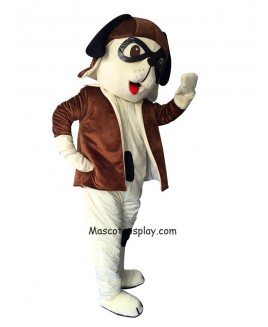 Cute Brown Puppy Dog with Spots & Aviator Outfit  Mascot Costume