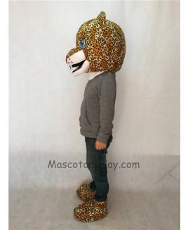 Fierce Jaguar Mascot Costume Head Only with Blue Eyes