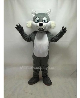 Fierce Gray Short-haired Wolf Mascot Costume