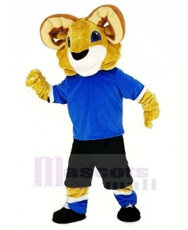 Sport Ram with Blue T-shirt Mascot Costume Animal 