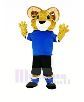 Sport Ram with Blue T-shirt Mascot Costume Animal 