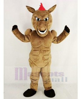 Brown Muscle Power Horse Mascot Costume Animal