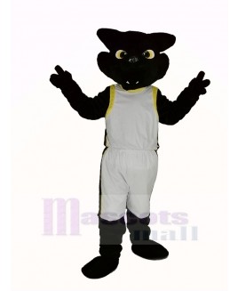 Cool Black Panther with White Coat Mascot Costume Adult