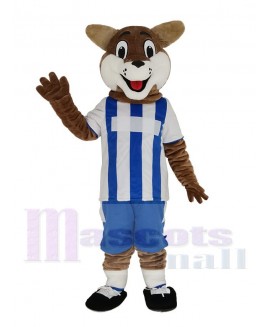 Football Fox in Blue and White Jersey Mascot Costume