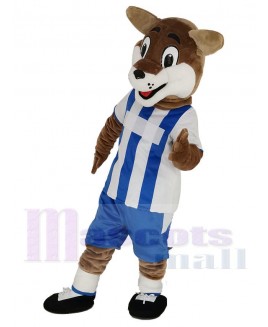 Football Fox in Blue and White Jersey Mascot Costume