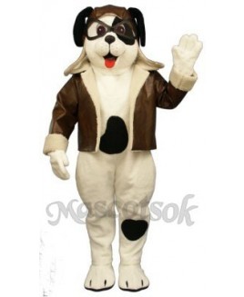 Cute Puppy Dog with Spots & Aviator Outfit  Mascot Costume