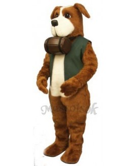 Cute Rescue Rover Dog with Barrel & Vest Mascot Costume