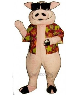 Pig Piglet Hog with Hawaiian shirt & Sunglasses Mascot Costume