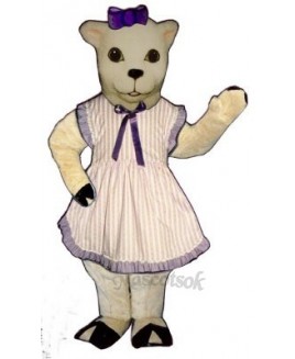 Lamb with Apron & Bow Mascot Costume