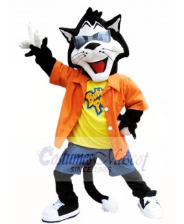 Black Cat with Sunglasses Mascot Costumes Animal