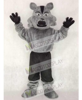 Cute Grey Pro Wolf Mascot Costume