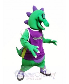 Green Dragon with Sunglasses Mascot Costume Dragon with Vest Mascot Costumes