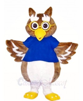 Brown Owl with Glasses Mascot Costumes Bird Animal