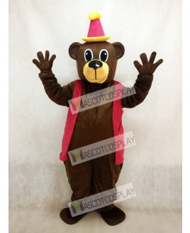 New Brown Birthday Bear with Vest & Hat Mascot Costume