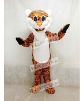 Cute Reddish Brown Stripe Tiger Adult Mascot Costume
