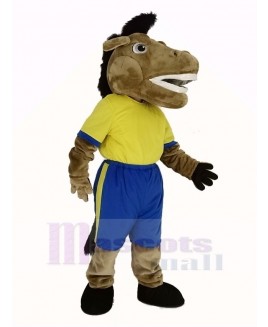 Broncho Horse in Yellow T-Shirt Mascot Costume