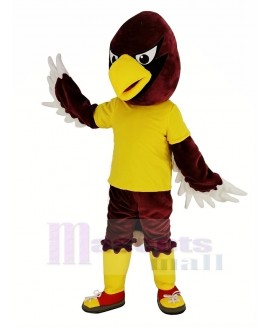 Red Cardinal Bird in Yellow Shirt Mascot Costume