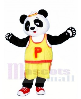 Yellow T shirt Panda Mascot Costume 