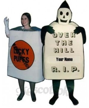 Over the Hill Tombstone with Wipe Off board Mascot Costume