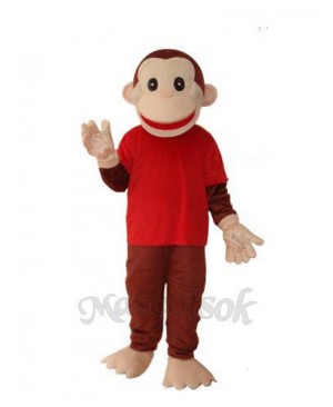 Happy Monkey in Red Shirts Mascot Adult Costume