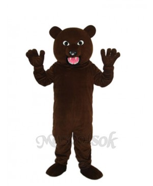 Black Brown Bear with Sharp Tooth Mascot Adult Costume