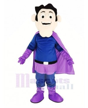 Super Hero with Purple Cloak Mascot Costume People