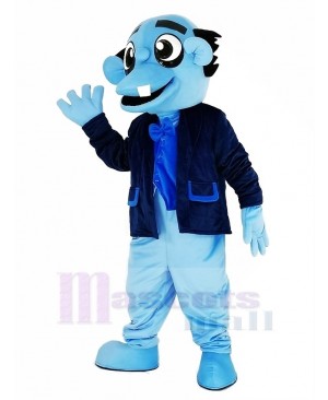 Blue Ghost with Black Coat Mascot Costume