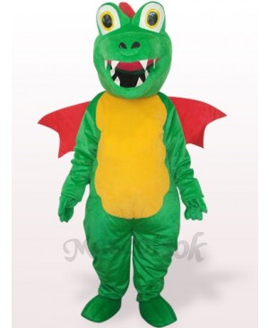 Green Dinosaur With Red Wing Plush Adult Mascot Costume