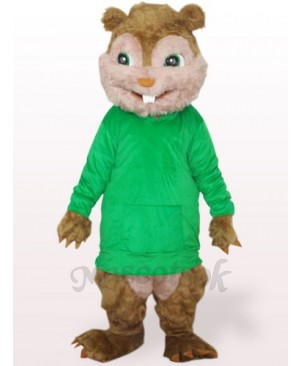 Green Squirrel With Long Hair And Short Teeth Plush Adult Mascot Costume