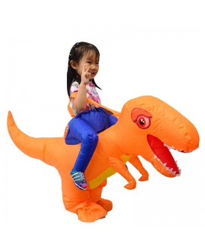 Orange Dinosaur with Big Head Carry me Ride on Inflatable Costume Halloween Christmas for Adult/Kid