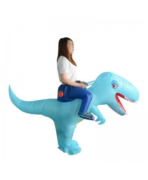 Blue Dinosaur with Big Head Carry me Ride on Inflatable Costume Halloween Christmas for Adult/Kid