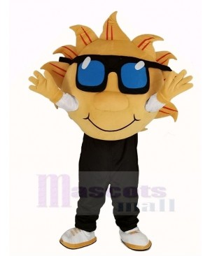 Yellow Sunshine with Sunglasses Mascot Costume