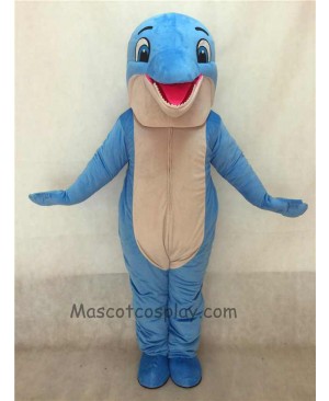 High Quality Cute New Blue Happy Dolphin Mascot Costume