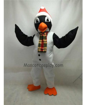 Cute Christmas Penguin with Scarf & Santa Hat Mascot Costume