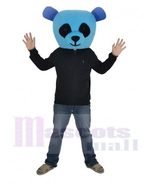 Blue Panda with Black Eyes Mascot Costume Head Only