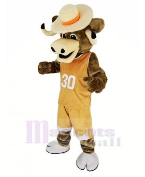 Texas Longhorns Sport Bull with Brown Coat Mascot Costume Animal