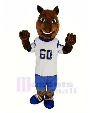 Brown Horse Race with Sport Shirt Mascot Costume