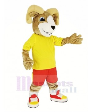 Sport Ram with Yellow T-shirt Mascot Costume