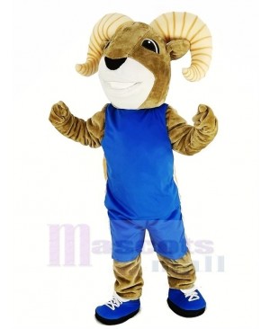 Power Sport Ram with Sportswear Mascot Costume Yellow Stripe