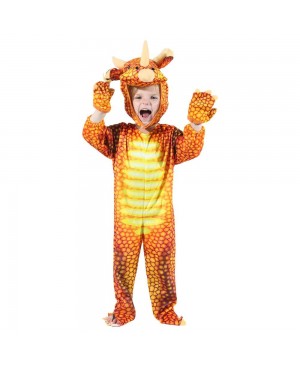 Red Triceratops Dinosaur Costume Dinosaur Jumpsuit Halloween Christmas Dress up Gift for Kid