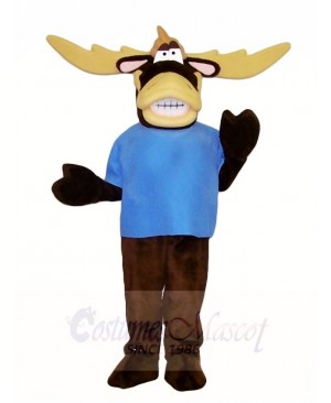 Blue Shirt Moose Mascot Costumes Animal